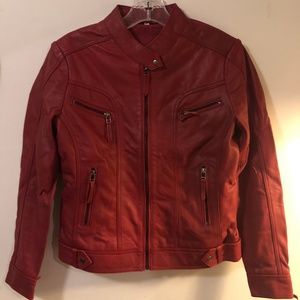 NEW - Genuine Leather Women's Jacket Red 38(S)